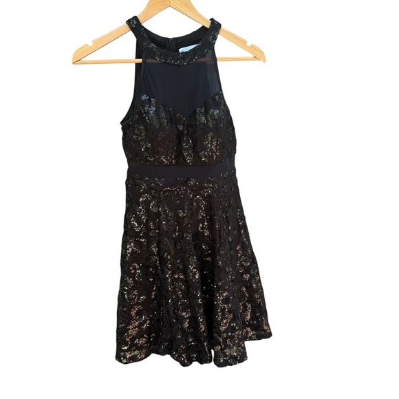 Honey & Rosie Womens Black Sequin High Neck Dress Size M retro vibes Whimsigoth - Picture 3 of 15
